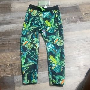 COPY - Boys H&Mx Angela McKay pant.  Black w/ vibrant shades of green and blue,…